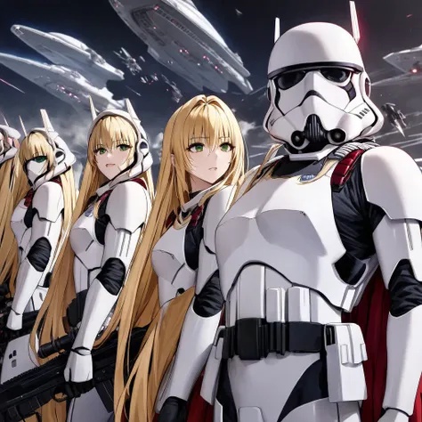 ((highest quality)), ((masterpiece)), (detailed), （perfect face）、the woman is tiare, a beautiful stormtrooper with green eyes an...