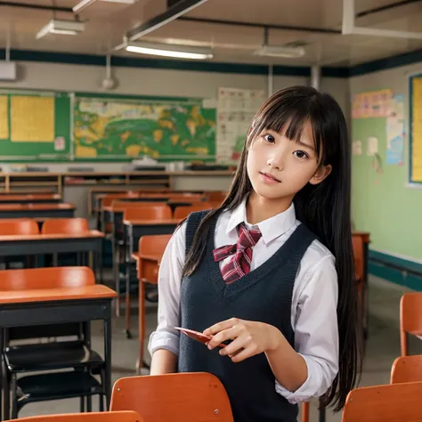 (masterpiece,newest,exceptional:1.2),1girl,black ,classroom,