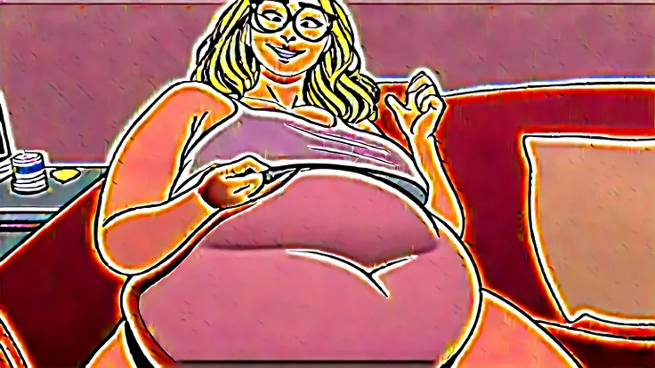 Tan skin all over, Thicc, extremely morbidly obese, brown hair ((wearing)), black 50s glasses, white tanktop, black leggings, voluptuous, feminine boy, femboy, perfect hands, perfect face, smile, (anatomically correct), (Perfect/ realistic proportions:1.2)...