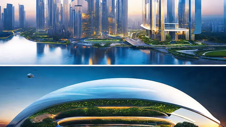 (Best quality,4K,8K,A high resolution,Masterpiece:1.2),Ultra-detailed,(Realistic,Photorealistic,photo-realistic:1.37),Futuristic floating city,Futuristic technology,Huge urban high-tech tablet platform,Airship,Floating in the sky,Futuristic city,Small airs...