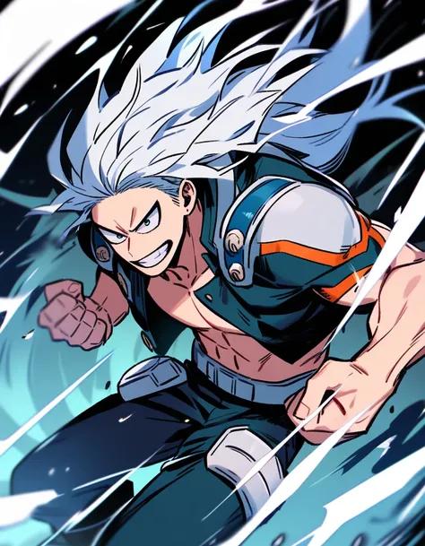 boy,,my hero academia,long hair,white hair,cool