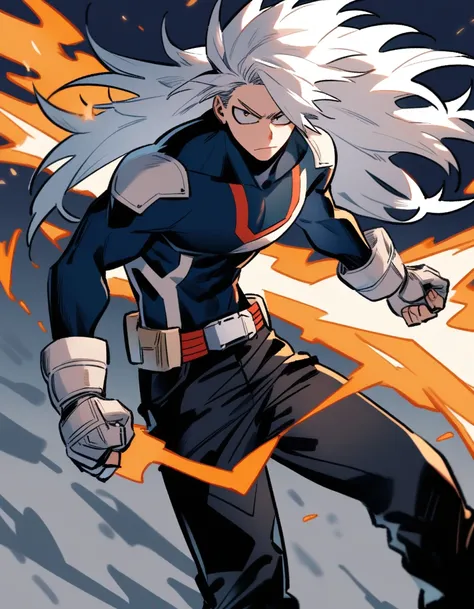 boy,,my hero academia,long hair,white hair,cool