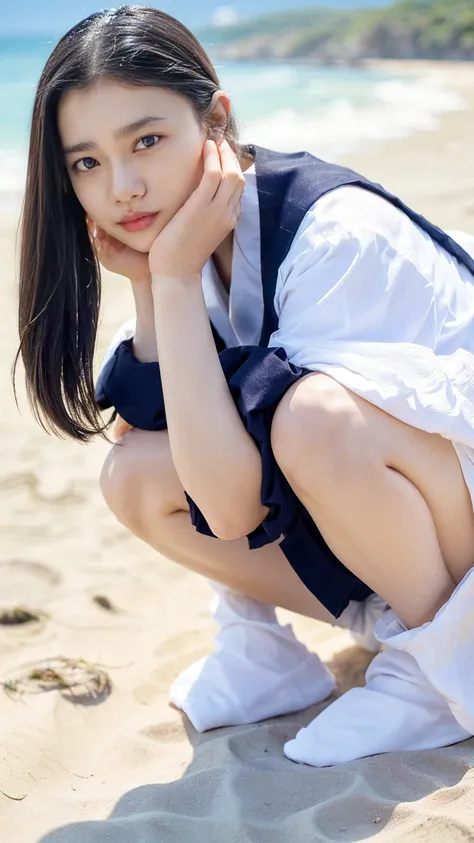 (((Top-down configuration:1.33)))、((No underwear:1.55))、One Girl、Beautiful and detailed eyes and face、barefoot、20 year old cute Japan woman, ((Extremely precise and accurate anatomy:1.0)), (photo Realistic:1.4), (hyper Realistic:1.4), (最高品質のRealisticな肌の質感:...