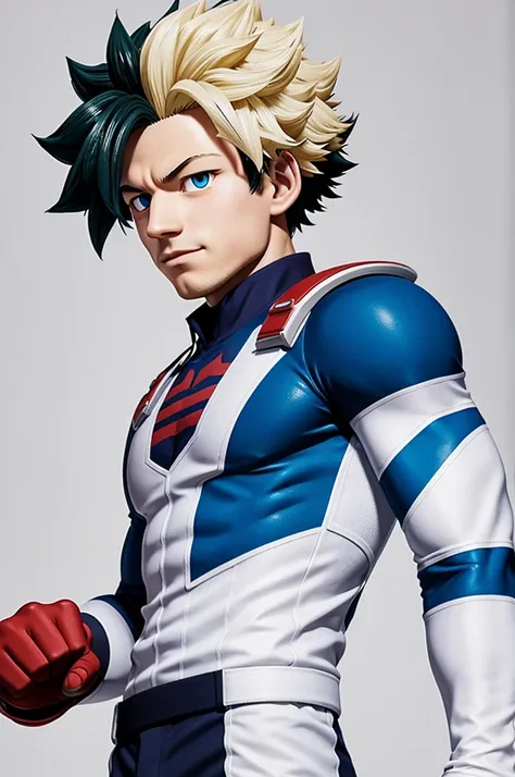 man person, high, white, in the style of my hero academia 