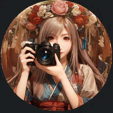 カメラでphotographを撮っている女性のアラフィフ画像, anime style mixed with fujifilm, everyone, artwork in the style of gwaiz, digital art on pixiv, ...