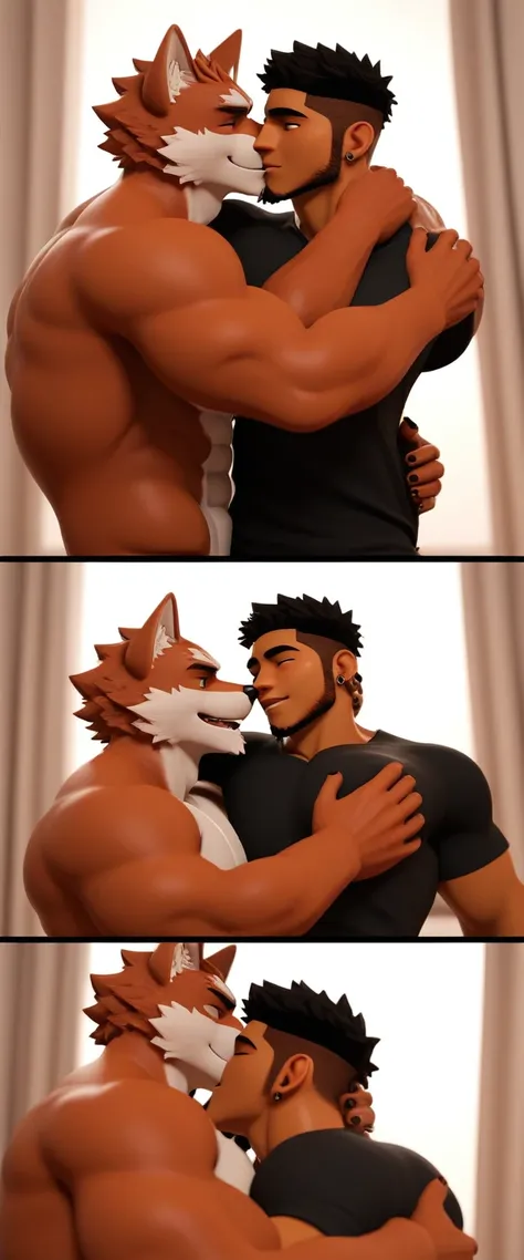 score_9, score_8_up, score_7_up, rating_furry hentai,source_furry,anthro,source_3D, gay furry wolf male (manga comic but only two pages long) (A hug between father and son, thats all, bro, Im done with ideas)