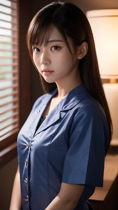 A beautiful young Japanese woman, around 20 years old, wearing a Nurses Uniforms, ultra-detailed, 8K resolution, highly realistic, cinematic lighting, best quality, masterpiece, photorealistic, physically-based rendering, extremely detailed, vivid colors, ...