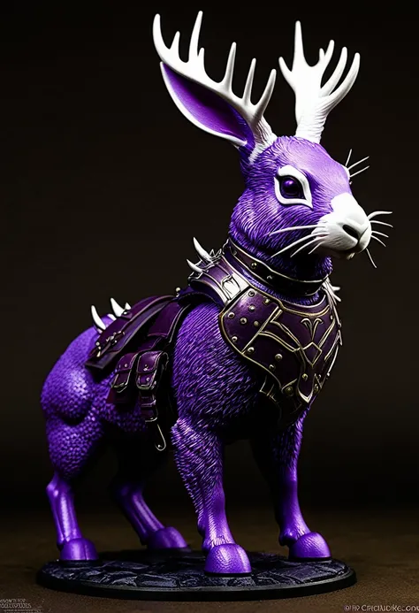 Knight Jackalope, Purple short hair, jackalope, Dark Armor(masterpiece, best quality)