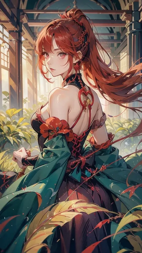 a close-up of a person with red hair and a sword, impacto de ayaka genshin, jogo ayaka impacto Genshin, keqing do impacto genshin, zhongli do impacto genshin, also, anime moe art style, genshin, cute anime waifu in a beautiful dress, female protagonist 👀 :...