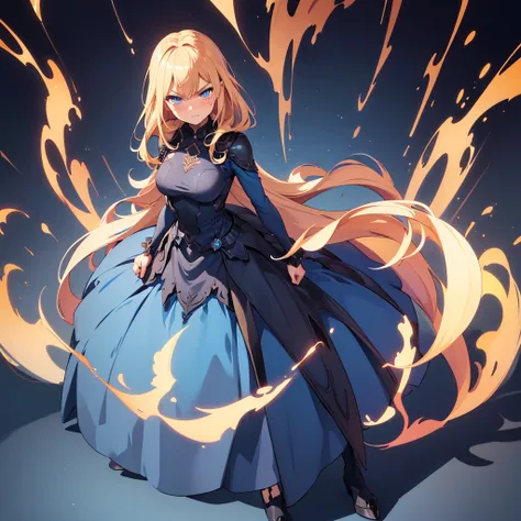 NSFW, (((1Woman))), ((best quality)), ((masterpiece)), (detailed), beautiful face, (((angry expression))), (defiance512:1.2), (((medium wavy hairstyle))), (((blue conservative dress outfit))), (((dark dungeon background))), big blue eyes, ((blush cheeks)),...