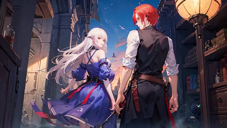 Fantasy　Sword and Magic　RPG　fellow　attack　White Haired Boy　Red Haired Girl