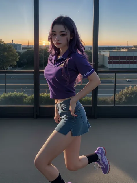 (1 lady), The beautiful, (Best quality at best:1.4), (ultra - detailed), (extremely detailed CG unified 16k), ((masterpiece)), ((best quality)), ((highres)), ((detailed background)), solo, gym woman body, natural lighting, sunset, (ichinose kotomi, amazing...