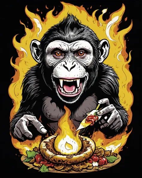 inflated burner,monkey caesar t-shirt print