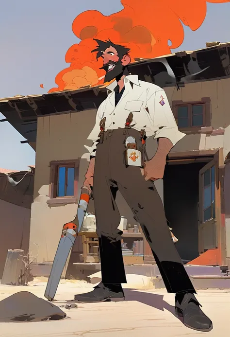 score_9, score_8_up, score_7_up, score_6_up, score_5_up, score_4_up, 2man, Western, gunslingers, dueling, Desert, red sun, scorching sun, arid, Horizon, far away, black wavy Messy hair, burnt hair, Leather apron, White button-down shirt, black pants patche...