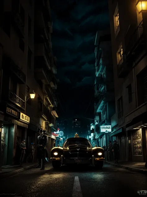 Batman, and (dick tracy), in a blocked street, in a gótica city, at the night, Cinematography style, master piece, cinematic illumination. 

Hyperealismo, cinematic style, Ultra realism, HDR, cinematic lighting, unity rendering, high detail, 4k resolution,...