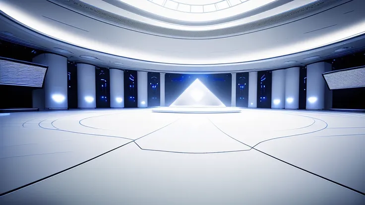 arafed empty white room and windows lights behind, futuristic room background, stage background, empty stage, interior backgroun...