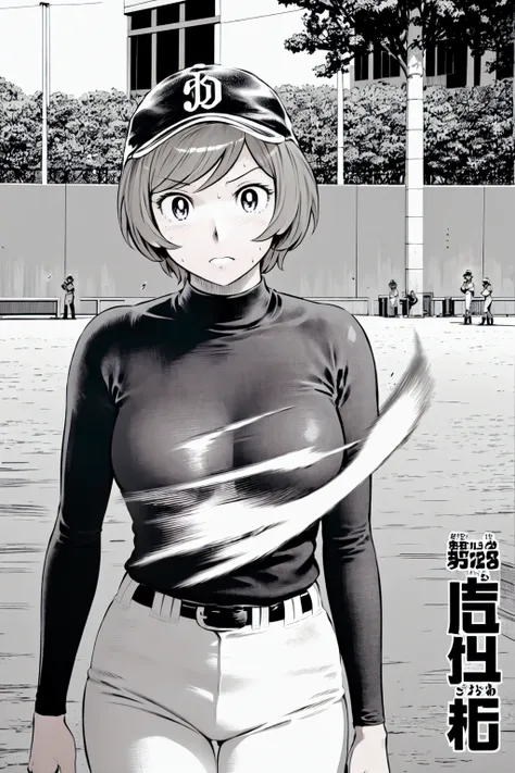 (野球uniform:1.2),
blonde, (short hair:1.2),Long sleeve, Black Shirt, turtleneck,White trousers、uniform、Black belt、((Illustration of people))、big 、Covered in mud、Soil stains、ドロドロのuniform、Baseball Cap、
View your viewers,, (Highest quality:1.3),One Girl, White...