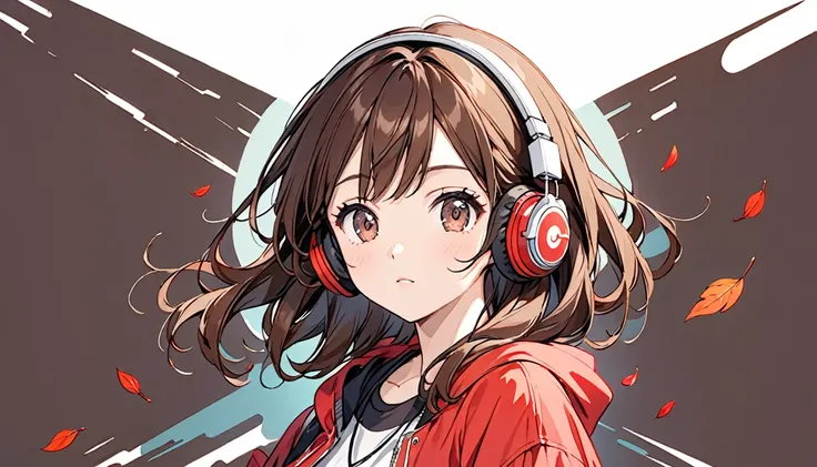  Girl wearing headphones,Brown Hair,1 person,Leave the background to us