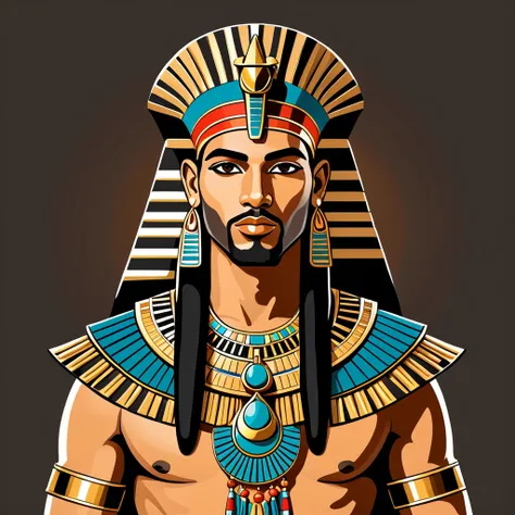 man in native egyptian folk outfit, vector graphics, strong contours
