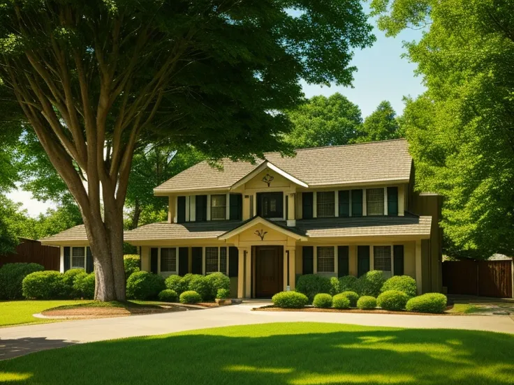 people　一people　tree and house