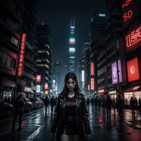 Black and red RPG scenarios based on a cyberpunk city or hell