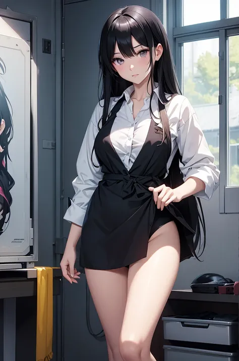 anime girl with black hair and white shirt posing for a picture, guweiz, attractive anime girl, made with anime painter studio, female anime character, smooth anime cg art, photorealistic anime girl render, anime visual of a cute girl, anime full body illu...