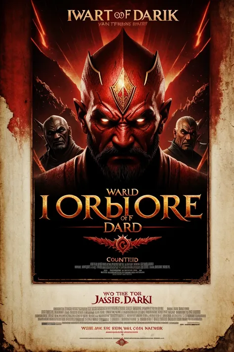 I want a red dark poster saying World of Asuran in different fonts