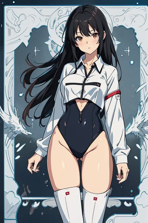 anime girl with black hair and white shirt posing for a picture, guweiz, attractive anime girl, made with anime painter studio, female anime character, smooth anime cg art, photorealistic anime girl render, anime visual of a cute girl, anime full body illu...