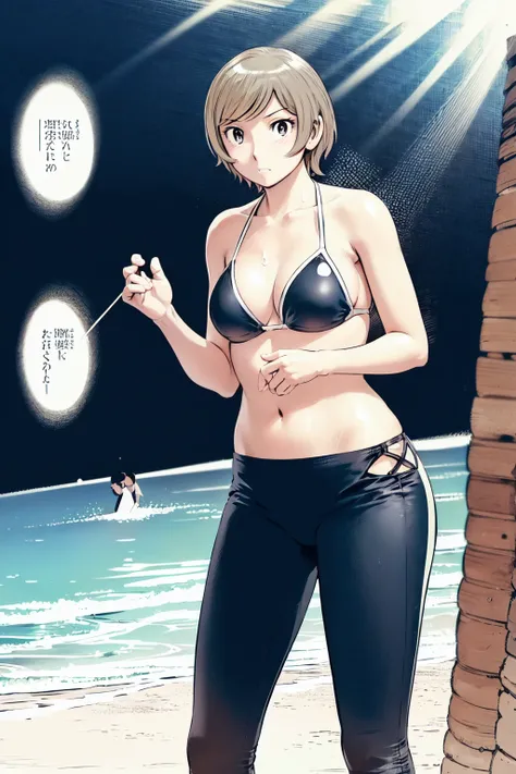 (slingshot bikini:1.2),
Blonde, (short hair:1.2),Illustration of a person、
View your viewers,, (Highest quality:1.3),One Girl, beach、Outdoor、 ground、ground、soil、blue eyeicro Bikini、(masterpiece、Highest quality)、Highest quality, Ultra-high resolution, (((ma...