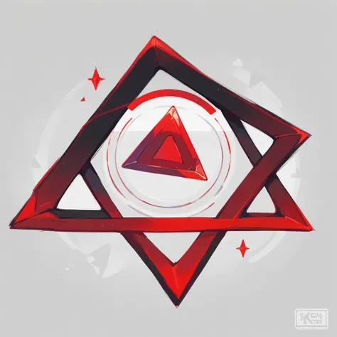 Logo, symbolism, red triangle, 8 k, the lower left part of the triangle is white, background black, very smooth