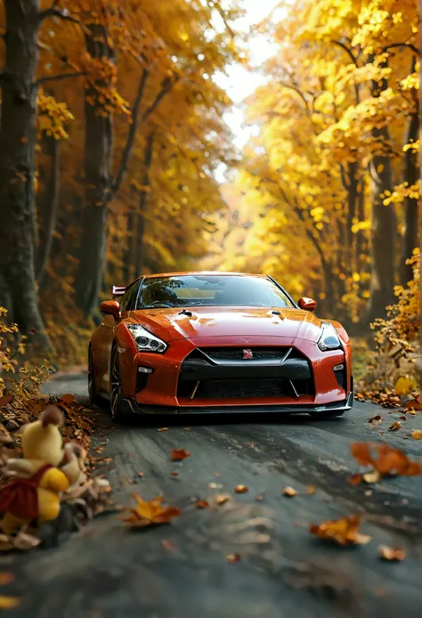  (Winne the pooh) driving a Nissan GTR