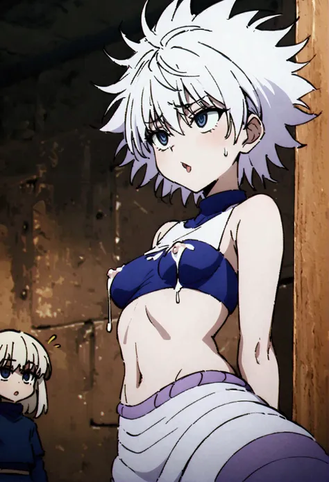 killua ahegao nipple lactating crop top and lamia body 