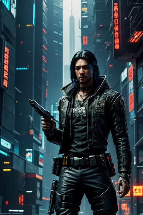 6. **Cyberpunk Bounty Hunter**:
   "Design a cyberpunk bounty hunter, with a high-tech suit, futuristic weapons and a dystopian cityscape."and epic with a katana in his hand.