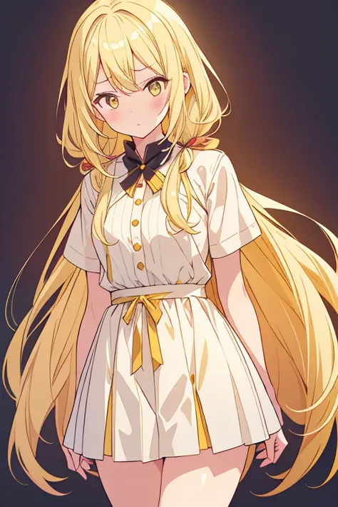 one girl, alone, woman, (tolerate野_tolerate),(blonde) (blonde_hair), (gold_hair), ((length_hair)), ((前hair)), (yellow_eye), blus...