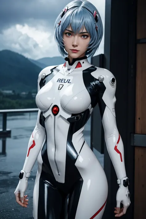 evangelion,rei ayanami,silver blue hair,red eyes,red eyes,plug suit,bodysuits,interface headset,白いbodysuits,ultra hd,super high ...