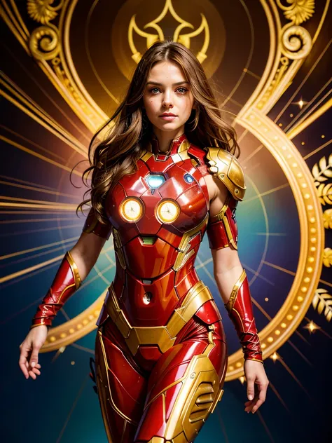 iron man on an IV, full body potrait of a photorealistic beautiful woman, (spectating a baseball game:1.5), hands in pockets:1.25, staring at camera in front, intense coloration fantasy, light hair, a stunning realistic photograph 20 years , random colored...