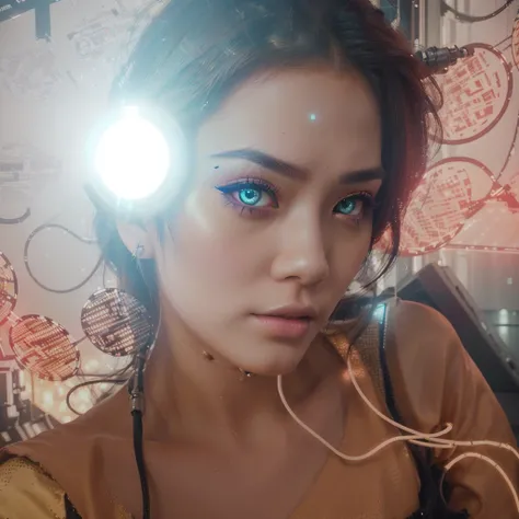 science fiction girl, Thai, Levi from Bullet Echo, beautiful detailed eyes, beautiful detailed lips, extremely detailed eyes and face, long eyelashes, intricate cyberpunk outfit, futuristic technology, neon city background, volumetric lighting, cinematic c...