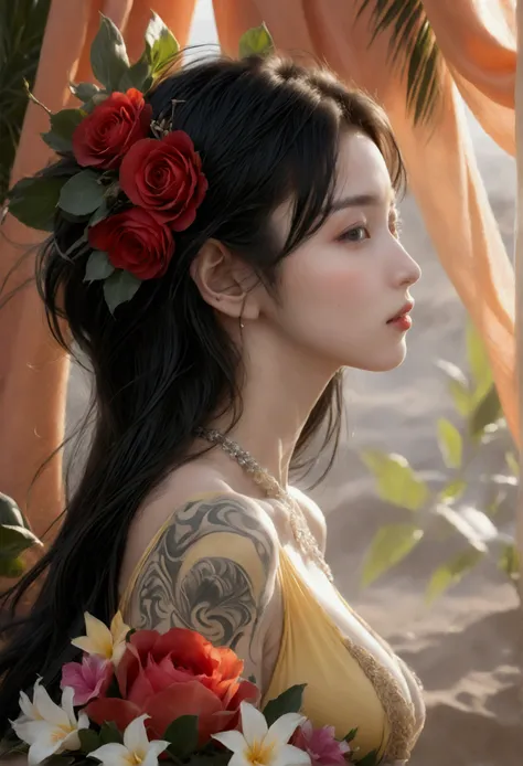 ((Masterpieces with up to 16K resolution:1.6)),Highest quality,it is really amazing,Very detailed,Ultra-high resolution,(Real:1.5),(Realistic:1.5),Increased depth of field,Cinematic Light,
Elegant mature woman,
Long black hair,(Exquisitely detailed face:1....