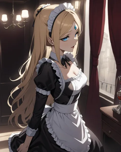 masterpiece,Highest quality,One girl,alone,Blonde,blue eyes,Prostitute,victorian maid,