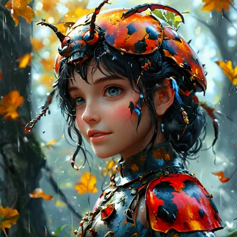 stag beetle with armor already for war battle stands 300 warriors in battle background misty raining cloudy(Masterpiece), (Best Quality), (Super Detail), (disheveled Hair), (Illustration), (1 Girl), (Interview), (Brief Background), Beautiful Detailed Eyes,...