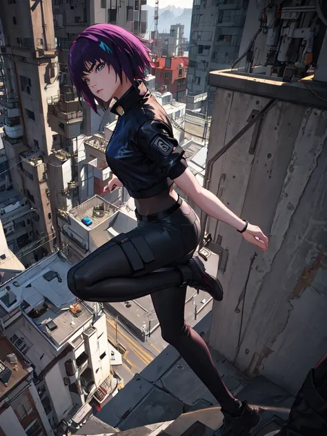 absurd, highest quality, one girl, alone, view your viewers, eye focus, motoko_kusanagi, black jacket