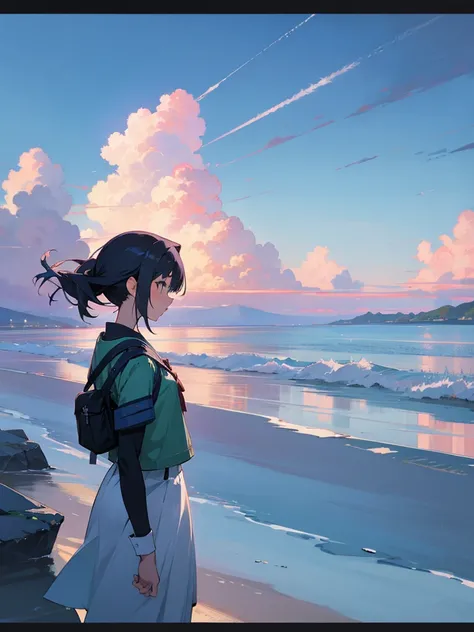 Anime girl with beautiful scenery 