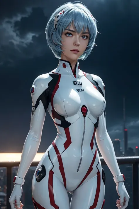 evangelion,rei ayanami,silver blue hair,red eyes,red eyes,plug suit,bodysuits,interface headset,白いbodysuits,ultra hd,super high ...