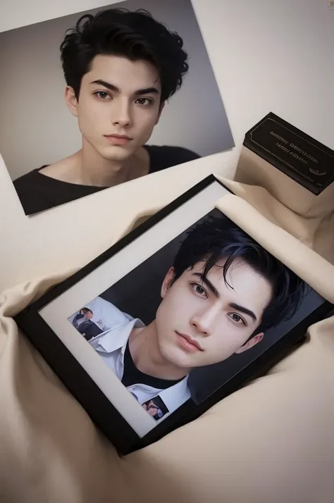 A bed with a photo of Elliot Rodger