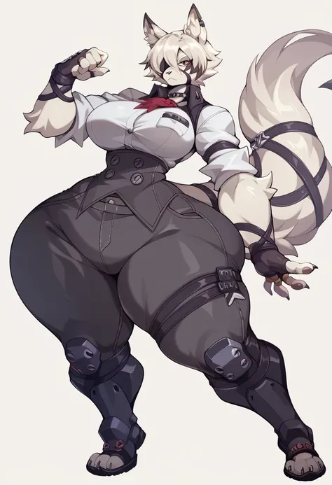 von_lycaon_(zenless_zone_zero), Furry, female, big breasts,  thin waist, Gigantic ass, thighs, standing 