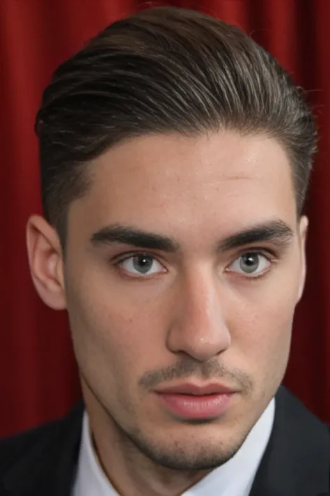 25-year-old man, shaved skull, well dressed, realistic face 