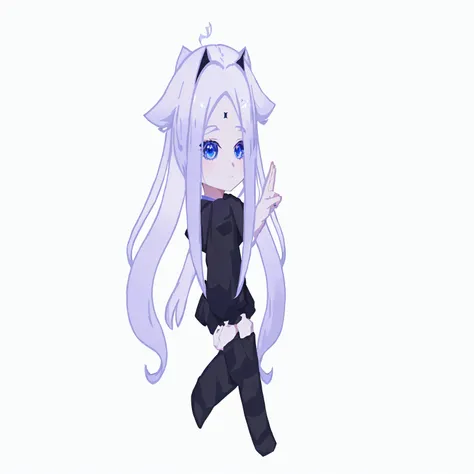 Anime girl with long hair and blue eyes in a black outfit, render of a cute 3D anime girl, anime stylized, pale young ghost girl, anime stylized, White cat girl, cute character, anime moe artstyle, Chibi monster girl, anime style character, 2D anime style,...