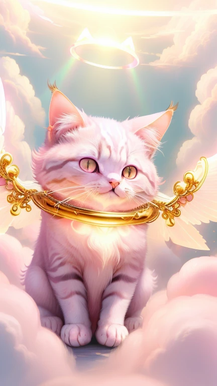 god々Cute cat１Animals、Aura of Pink,Looking into the camera、Look here、Background pink、Floating in the clouds