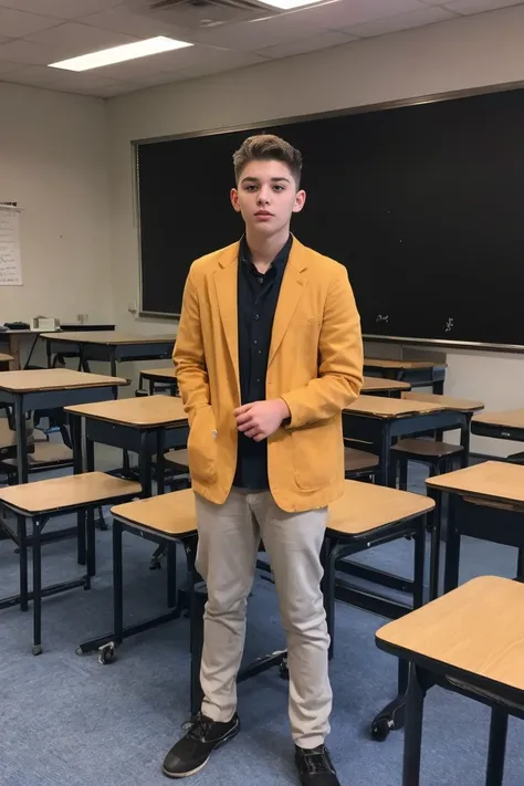 photo of Solo Handsome Teenage Men standing in the front of classroom