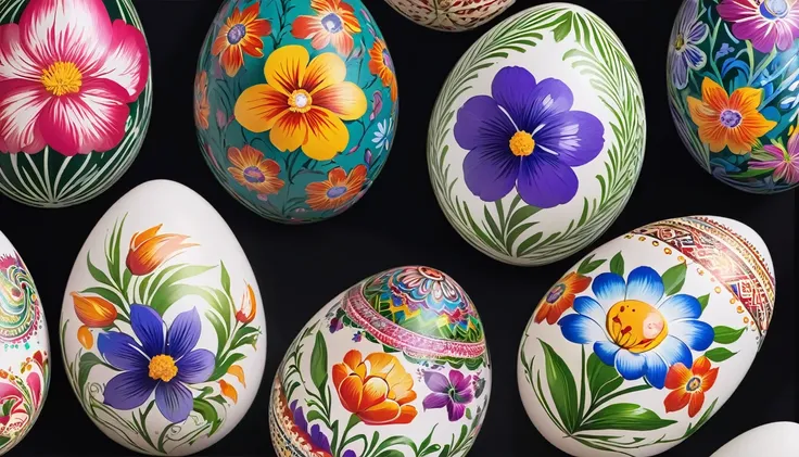 Ethnic floral art on eggs